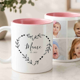 Neues Meme-Jahr Est. Vier-Foto-Collage Zweifarbige Tasse