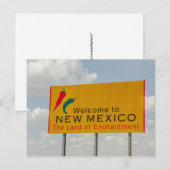 Neues Mexiko Begrüßungszeichen - Land der Verzaube Postkarte (Vorne/Hinten)