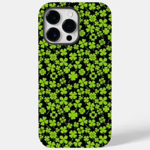Neues Muster.Clover Blätter 01 Schwarze BG Case-Mate iPhone 14 Pro Max Hülle