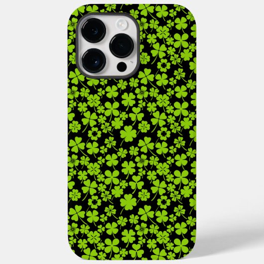 Neues Muster.Clover Blätter 01 Schwarze BG Case-Mate iPhone Hülle (Rückseite)