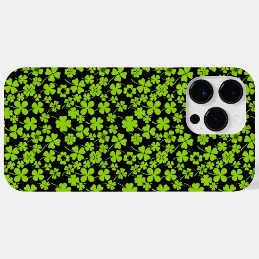 Neues Muster.Clover Blätter 01 Schwarze BG Case-Mate iPhone Hülle (Rückseite (Horizontal))