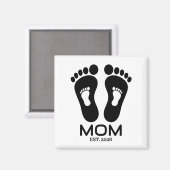 Neues-Mutter-Baby-Fußabdrücke-Einrichtungsdatum  Magnet (Vorderseite/Rückseite)