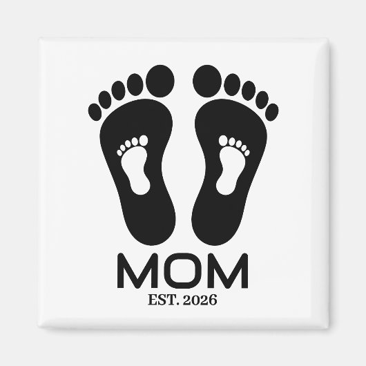 Neues-Mutter-Baby-Fußabdrücke-Einrichtungsdatum  Magnet (Vorne)