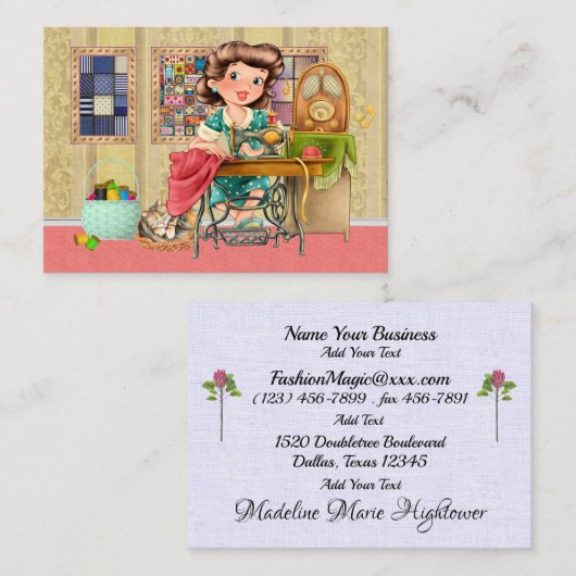 NEUES Nähen / Seamstress / Mode Visitenkarte (Vorne/Hinten)