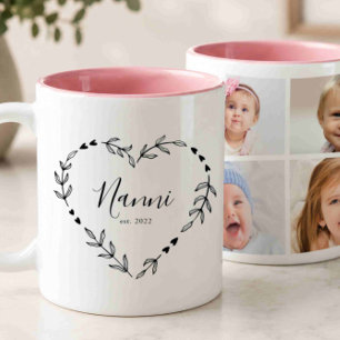 Neues Nanni-Jahr Est. Vier-Foto-Collage Zweifarbige Tasse