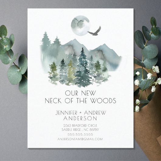 Neues Neck der Woods New Address Post Card Ankündigungspostkarte