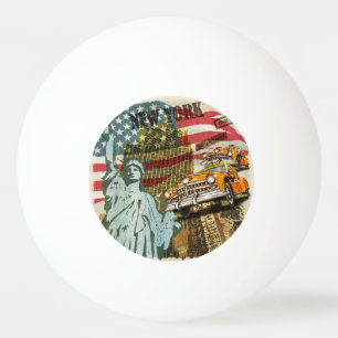 Neues New Yorker Reiseplakat im Vintage-Stil. Tischtennisball