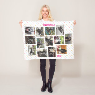 Neues 🐶 oder Baby-Foto 👶 Collage Personalisiert Fleecedecke