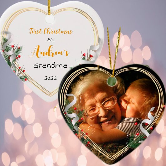 Neues Oma Baby Holly Pine Gold Frame Foto Ornament