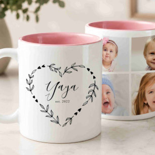 Neues Oma-Jahr Est. Vier-Foto-Collage Zweifarbige Tasse