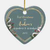 Neues Oma Opa Holly & Pine Gold Frame Foto Keramik Ornament (Hinten)