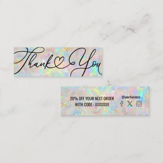 neues opales Edelstein Vielen Dank Mini Visitenkarte (Vorne/Hinten)