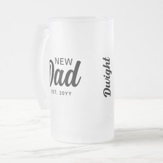 Neues Papa Black Script Personalisiert Mattglas Bierglas (Vorderseite Links)