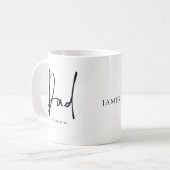 Neues Papa Est Datum Name Skript Kaffeetasse (Vorderseite Links)