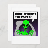 neues Party Alien Einladung (Vorne/Hinten)