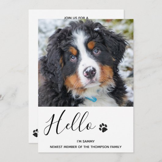 Neues Party für Haustiere Welpendusche Einladung (Vorne/Hinten)