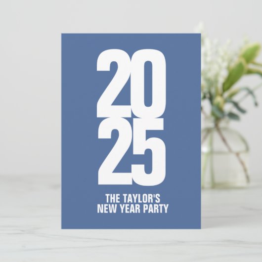 Neues Party oder Ereignis Typografisch blau weiß Einladung (Stehend Vorderseite)