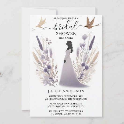Neues Plum Fall Summer Lavender Sage Brautparty Einladung (Vorderseite)