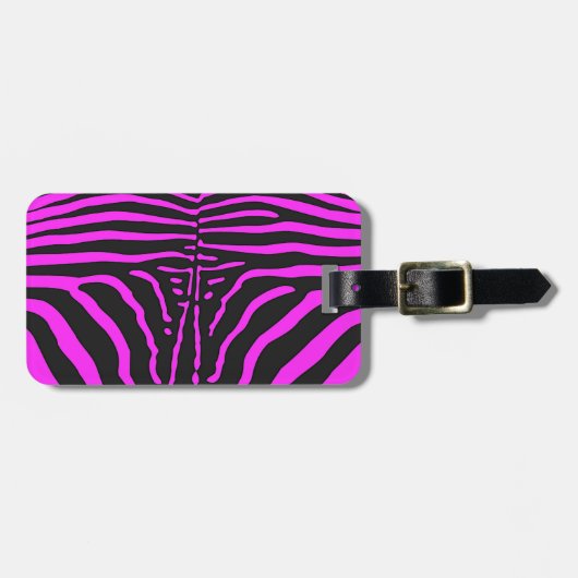 Neues rosa Schwarz Zebra Print-Zubehör - anpassen Gepäckanhänger (Vorderseite horizontal)
