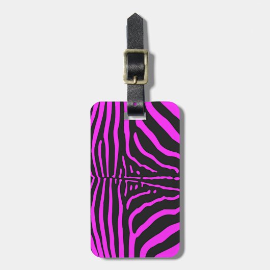 Neues rosa Schwarz Zebra Print-Zubehör - anpassen Gepäckanhänger (Vorderseite vertikal)