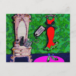 Neues rotes Kleid ~ Postkarte / Einladung
