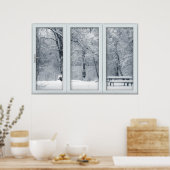 Neues Schneefall-Fenster mit Aussicht Poster (Küche)