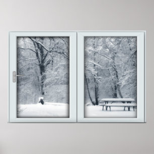 Neues Schneefall-Fenster mit Aussicht Poster