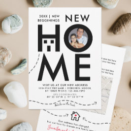 Neues Schwarz-Weiß-Haus - Neue Adresskarte Einladung