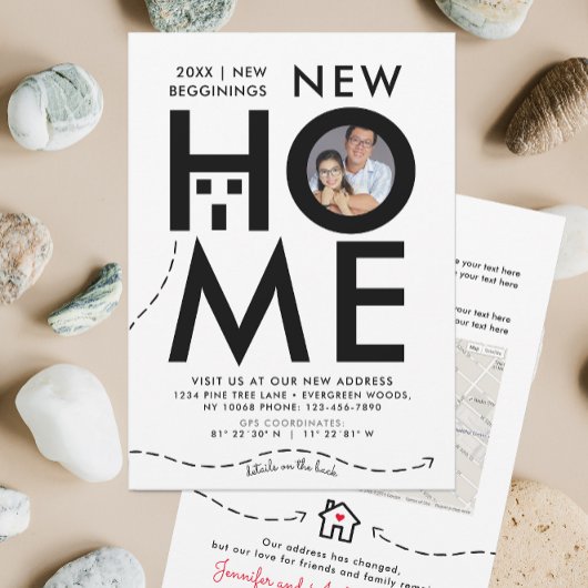 Neues Schwarz-Weiß-Haus - Neue Adresskarte Einladung