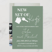 Neues Set Keys Housewärming Party Grün Foto hinzuf Einladung (Vorne/Hinten)