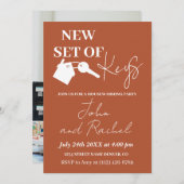 Neues Set Keys Housewärming Terracotta auf dem Mon Einladung (Vorne/Hinten)