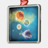 Neues Sonnensystem Silbernes Ornament (Links)