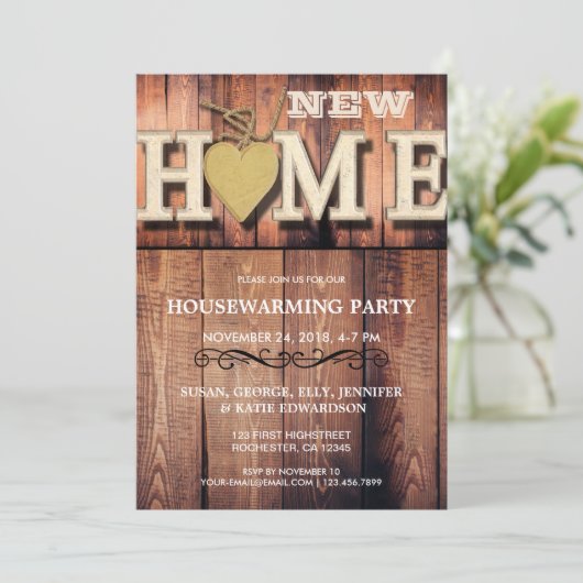 Neues süßes Zuhause des Zuhause rustikales Einladung (Stehend Vorderseite)