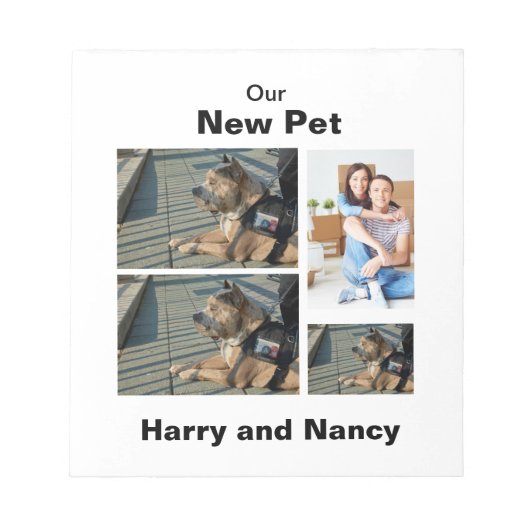 Neues Tier benutzerdefiniert 4 FotoCollage Notizblock (Vorderseite)