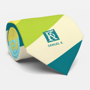 Neues und glückliches buntes Streifen-Monogramm Krawatte