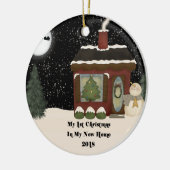 Neues Weihnachten des Zuhause-2018 Keramik Ornament (Links)