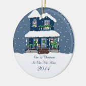 Neues Weihnachten Snowy des Zuhause-2014 Keramikornament (Links)