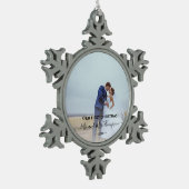 Neues Weihnachts-Foto Signature-Script Schneeflocken Zinn-Ornament (Links)