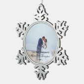 Neues Weihnachts-Foto Signature-Script Schneeflocken Zinn-Ornament (Rechts)