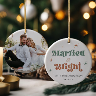 Neues Weihnachtsschmuck Foto Verheiratet & hell Ornament