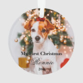 Neues Welpe First Christmas Ornament mit Foto (Rückseite)
