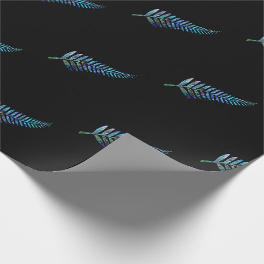 NEUES ZEALAND FERN EINFACHES PAUA WRAPPING PAPIER GESCHENKPAPIER (Ecke)