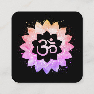 *~* Neues Zeitalter Lotus Blume Mandala Om Om Symb Quadratische Visitenkarte