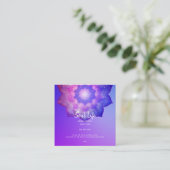 Neues Zeitalter | Violet Lotus Mediation Mandala Quadratische Visitenkarte (Stehend Vorderseite)
