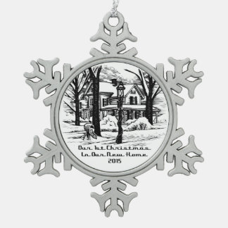 Neues Zuhause 2015 unser 1. Weihnachten Schneeflocken Zinn-Ornament