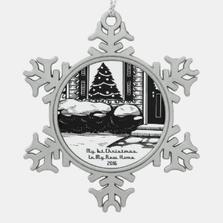 Neues Zuhause 2016 mein 1. Weihnachten Schneeflocken Zinn-Ornament
