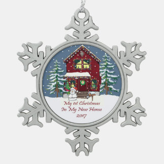 Neues Zuhause 2017 mein 1. Weihnachten Schneeflocken Zinn-Ornament