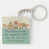 Neues Zuhause bewegte gerade Schlüsselanhänger (Rückseite)