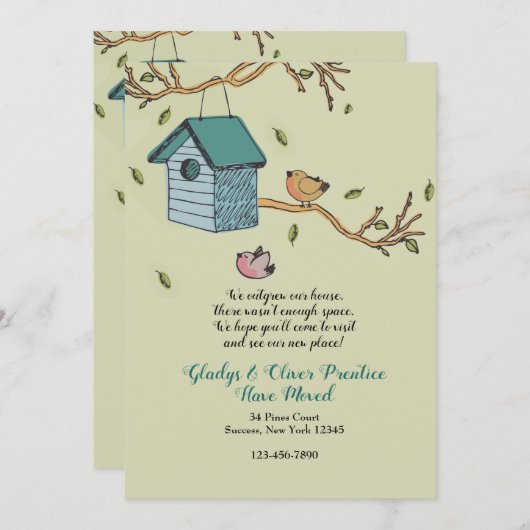 Neues Zuhause bewegte Mitteilung Einladung (Vorne/Hinten)