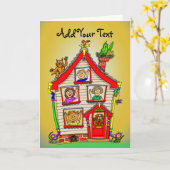 Neues Zuhause Cartoon House Karte (Gelbe Blume)